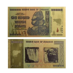 Moneda de recuerdo coleccionable de Zimbabue 100 billones de dólares réplica - Imagen 1 de 8