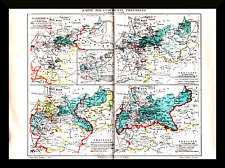 +Karten zur Geschichte Preußens+ Landkarte 1895 +Ostpreußen,Pommern,Schlesien