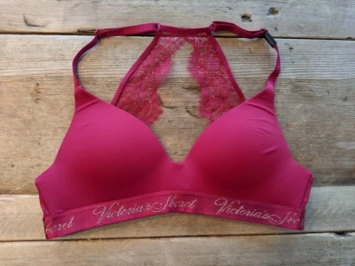 Victoria's Secret Deep Berry Lace 32DD T-Shirt Lightly Lined Wireless Bra VS - Image 1 of 2