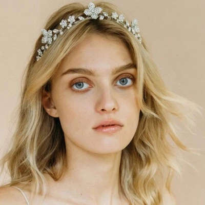 New Arrival Soft Crystal Girls Headbands Flwoers & Leaf Zircon Brides Hairbands - Image 1 of 4