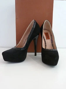 MISSONI Negro Gamuza y Cuero Patente Detalle Tacón Muy Alto Plataforma Zapatos de Corte - Imagen 1 de 12
