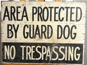 Vecchia Area Protetta dal Cane da Guardia - Insegna in Legno Senza Infusione - Foto 1 di 2