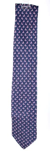 Corbata HERMES Azul y Rosa Origami Estampado Caballo y Caballo Sarga de Seda Punta para Hombre - Imagen 1 de 6