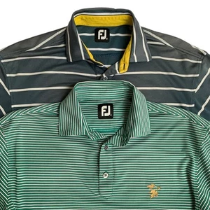 Footjoy FJ Short Sleeve Performance Golf Polo Shirt Striped Mens Sz M - Lot of 2 - Picture 1 of 19