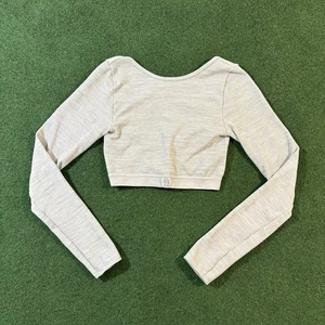 Fitted Long Sleeve Open Back Crop-top Forever 21 Small Light Gray - Picture 1 of 9