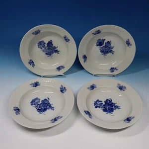 Royal Copenhagen Dinamarca - Flores azules - 4 cuencos de sopa con bordes - 8105 - 81/4 pulgadas - Imagen 1 de 5