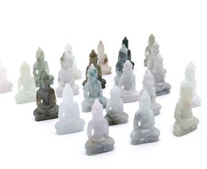 1 Genuine Burmese Jade Buddha Miniature Gemstone Carving Yoga Figurine 12 Carats - Picture 1 of 4