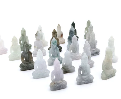 1 Genuine Burmese Jade Buddha Miniature Gemstone Carving Yoga Figurine 12 Carats - Image 1 of 4
