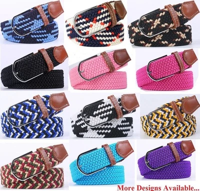 Mens Womens Belt Unisex Elastic Stretch Braided Fabric Enduring Woven Diff Sizes - Image 1 of 4
