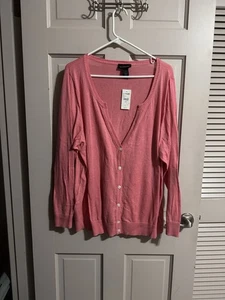 Cárdigan Lane Bryant Mangas Largas Cuello en V Botón Frontal Rosa Talla 22/24 Nuevo con Etiquetas - Imagen 1 de 7