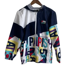Parish Nation Boys Jacket L Hooded Logo Color Block Full Zip Pockets Lightweight - Picture 1 of 13