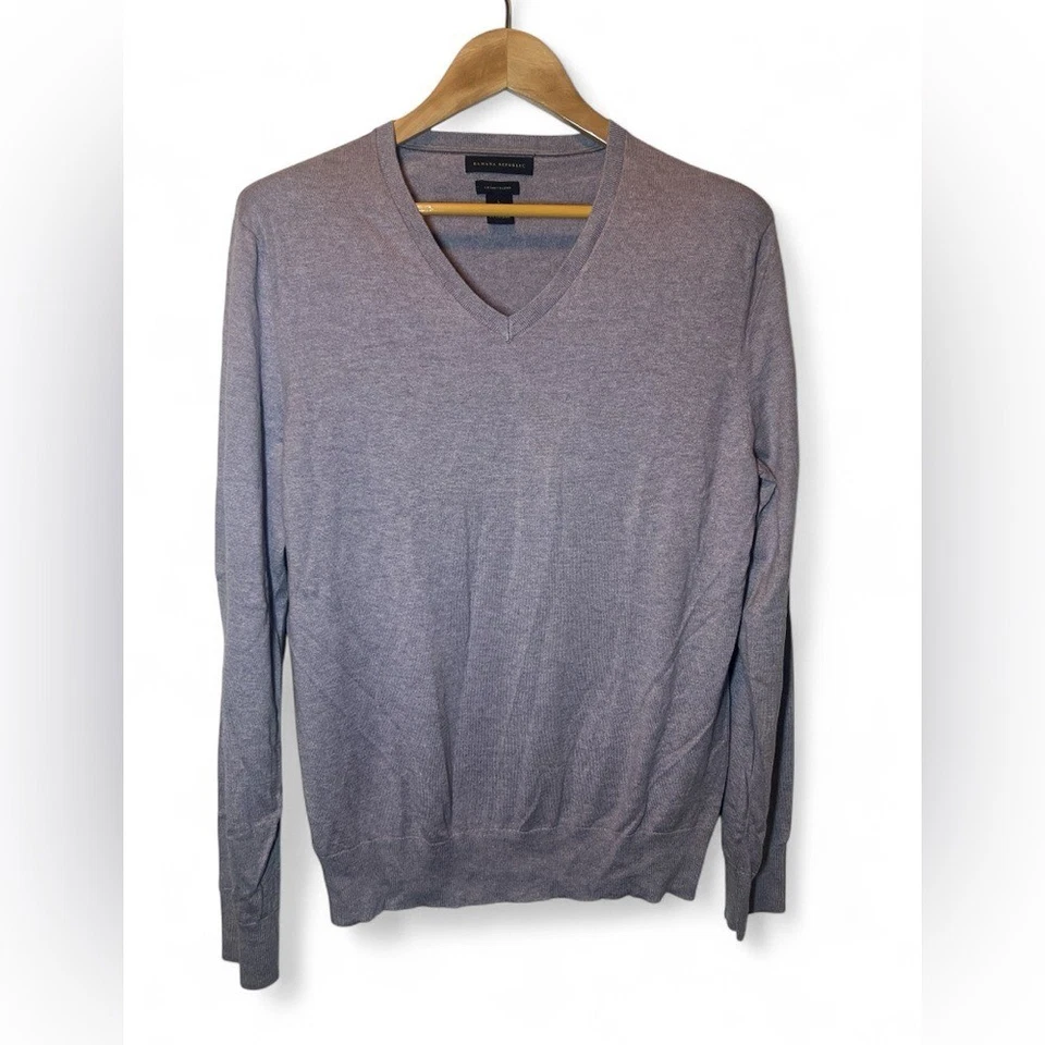 Banana Republic Luxury Blend V Neck Silk Cotton Cashmere Sweater Large Purple - Image 1 of 4