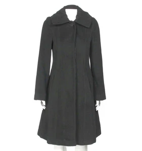 OSCAR DE LA RENTA Black Wide Collered Wool Angora Peplum Coat Jacket sz 4 - Picture 1 of 8