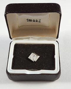 Vintage SWANK Tie Tack Double Square Etched Silvertone with Chain Original Box - Picture 1 of 6