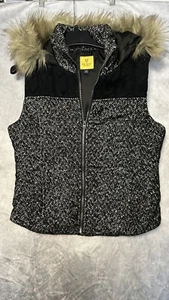 Prince And Fox Winter Vest Faux Fur Hoodie Gray Black Girls Size Large - Picture 1 of 8