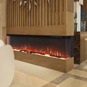 80 inch Electric Fireplace 3 Sided Panoramic Fire Standing Insert LED Flames - Picture 1 of 8