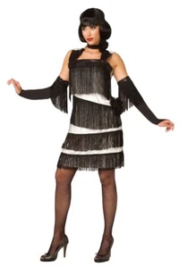 Charleston Kleid Damen Kostüm 20er Jahre weiß schwarz Fasching Karneval KK - Bild 1 von 2