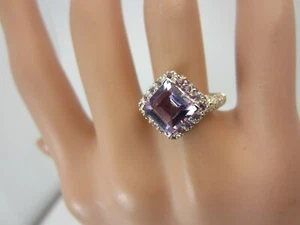 Nuevo Anillo De Diamante Y Amatista En Oro Blanco De 18K - Imagen 1 de 11