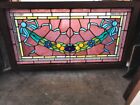 Sg 1991 Antique Flower Swag Ribbon Beveled Stained Glass Window 22.5 X 42