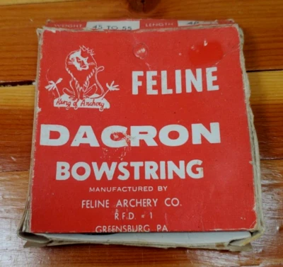 Cuerda de arco Feline Dacron Feline Archery Co. Peso 45-55 libras. Leangth 48" NOS Foto 1 de 4