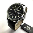 Men's Orient Automatic Day-Date Black Leather Watch RA-AA0C04B19B