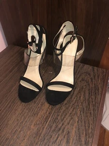 Boohoo Women's Shoes Black Heels Size 10 (US 10) Peep Toe Ankle Strap - Picture 1 of 6