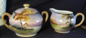 Nippon Landschaft Creme und Zuckerschale Set grüne Markierung XC - Bild 1 von 5