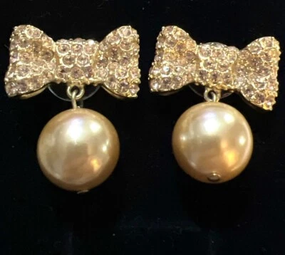 KATE SPADE New York All Wrapped Up In Pearls Drop Earrings Blush Rose Gold Signd - Image 1 of 3