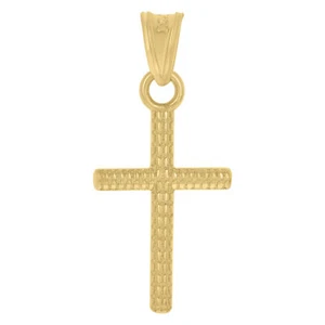 10kt Yellow Gold Mens Cross Religious Charm Pendant - Picture 1 of 1