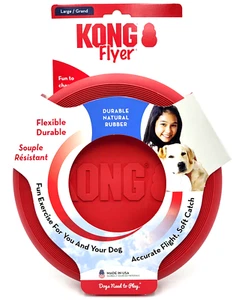 KONG Flexible Flyer Frisbee LARGE 9" Durable Soft Rubber Dog Fetch Toy - Picture 1 of 8