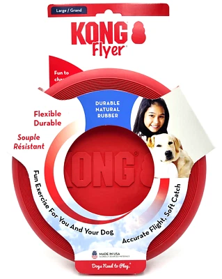 KONG Flexible Flyer Frisbee LARGE 9" Durable Soft Rubber Dog Fetch Toy - Image 1 of 4