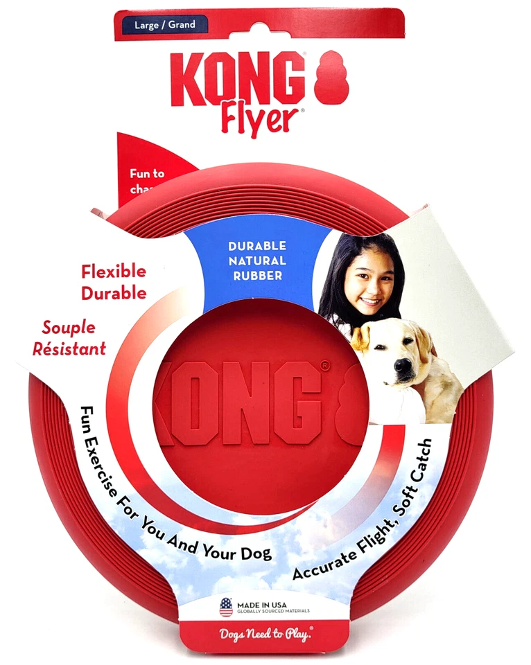 KONG Flexible Flyer Frisbee LARGE 9" Durable Soft Rubber Dog Fetch Toy - Image 1 of 4