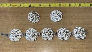 Vintage Sarah Coventry Silver Plate & White Enamel Matching Bracelet & Earrings - Picture 1 of 7