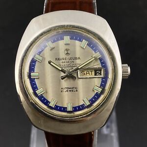 Vintage Favre Leuba Jaeger Lecoultre Club Automatic Day Date Men's Wrist Watch