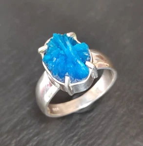 Cavansit Rohstein Ring 925 Sterlingsilber Größe 60 Heilstein Handarbeit R1997 - Bild 1 von 8