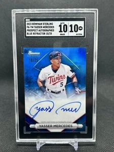 SGC 10 Yasser Mercedes 2023 Bowman Sterling Blue Auto /25 Minnesota Twins - Foto 1 di 3