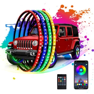 14.5 LED Wheel Ring Lights Strobe Chasing RGB Color Rim Bluetooth Signal Lights - Picture 1 of 17