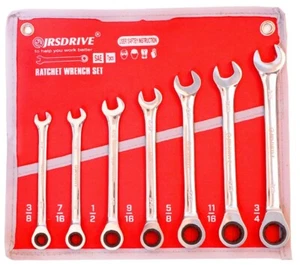 JRSDRIVE 7-teiliges SAE voll poliert verchromt Ratschenschlüssel-Set | E-2257 - Bild 1 von 8