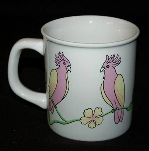 TAZA VINTAGE Rosa Cacatúa Loros Años 70 ¡TAZA RARA! - Imagen 1 de 5