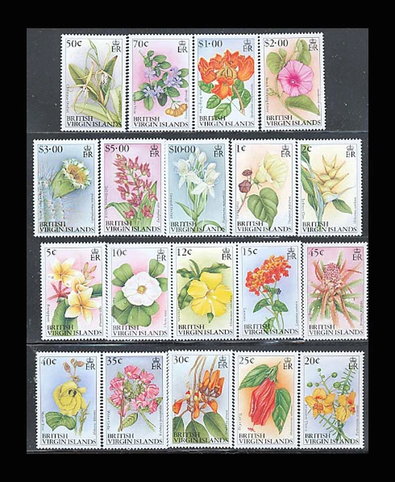 VIRGIN IS, Sc #692-710, MNH, 1991, flores, flora, plantas Foto 1 de 1