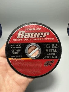 Bauer Cut Off Wheel 40 Grit Metal 4-1/2x 1/16x7/8 Arbor 13,300 RPM Type 1/41 - Picture 1 of 5
