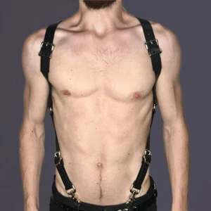 Sexy Leather Men Body Suit Chest Harness Lingerie Gay Sexy Clubwear Punk Costume - Picture 1 of 7