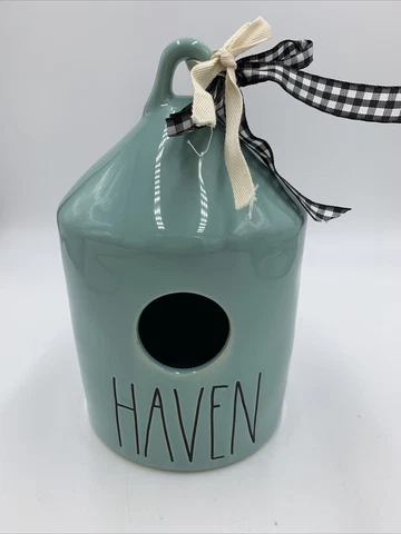 Rae Dunn Magenta Round Birdhouse HAVEN Teal Turquoise Cover