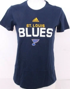 NEW Saint St. Louis Blues Hockey Adidas Navy Amplifier SS Tee T-Shirt Women's S - Picture 1 of 9