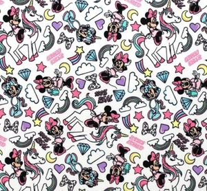 BOLT END 33 INCHES Camelot Minnie Mouse I Believe in Unicorns FLANNEL Fabric - Picture 1 of 1