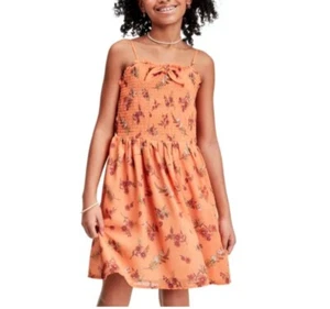 THE CHILDREN'S PLACE GIRLS FLORAL SMOCKED DRESS APPRICOT CLR SIZE/YEARS 5/6 NEW - Picture 1 of 1