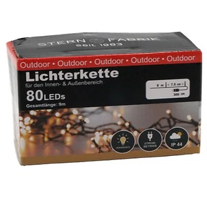 LED Lichterkette Outdoor 80 Leuchten IP44 warmweiß 9 Meter Strombetrieb #03 - Picture 1 of 4
