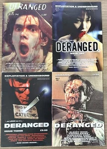 Deranged Magazine, Issues 1 - 4, Rob Bewick, Underground Film Reviews, Rare Set - Picture 1 of 10