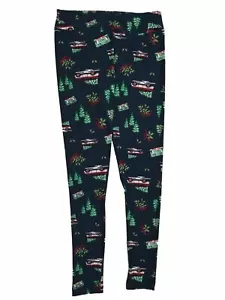 Womens Blue Christmas Trees Holiday Leggings Pants - Picture 1 of 1