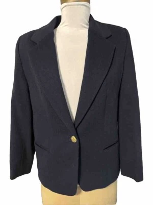 Vtg ING LORO PIANA Women’s Navy Blue Wool/Cashmere 1- Button Blazer SIZE 6 - Image 1 of 4
